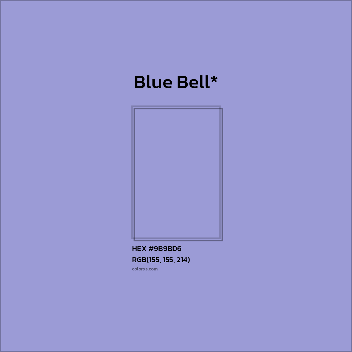 #9B9BD6 hex color. RGB, RYB, CMYK, HSL, HSV codes and color conversions. Matching color names, palettes, paints.