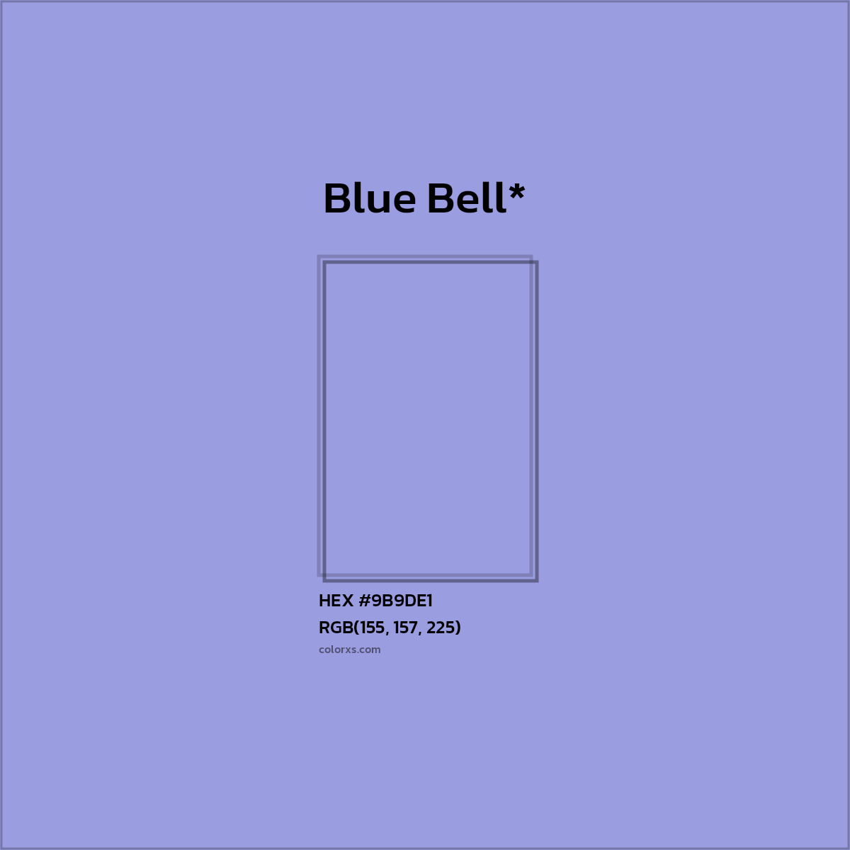 #9B9DE1 hex color. RGB, RYB, CMYK, HSL, HSV codes and color conversions. Matching color names, palettes, paints.