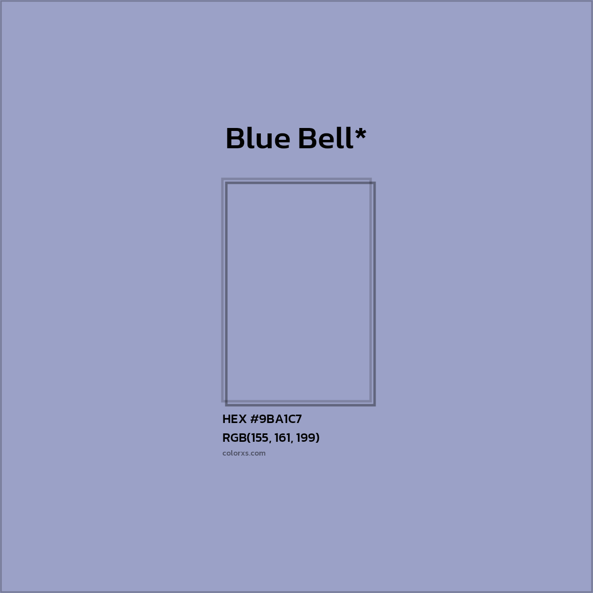#9BA1C7 hex color. RGB, RYB, CMYK, HSL, HSV codes and color conversions. Matching color names, palettes, paints.