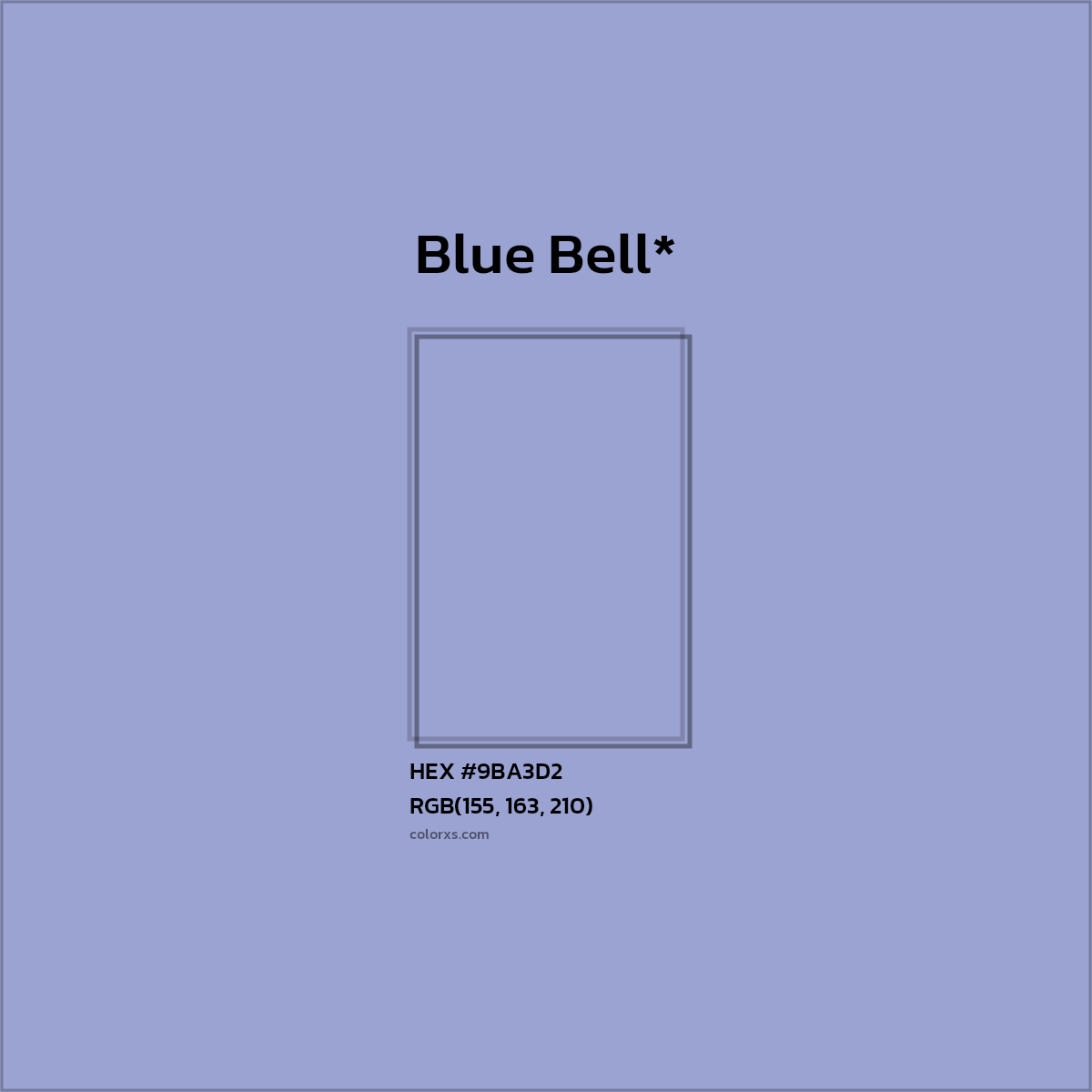 #9BA3D2 hex color. RGB, RYB, CMYK, HSL, HSV codes and color conversions. Matching color names, palettes, paints.