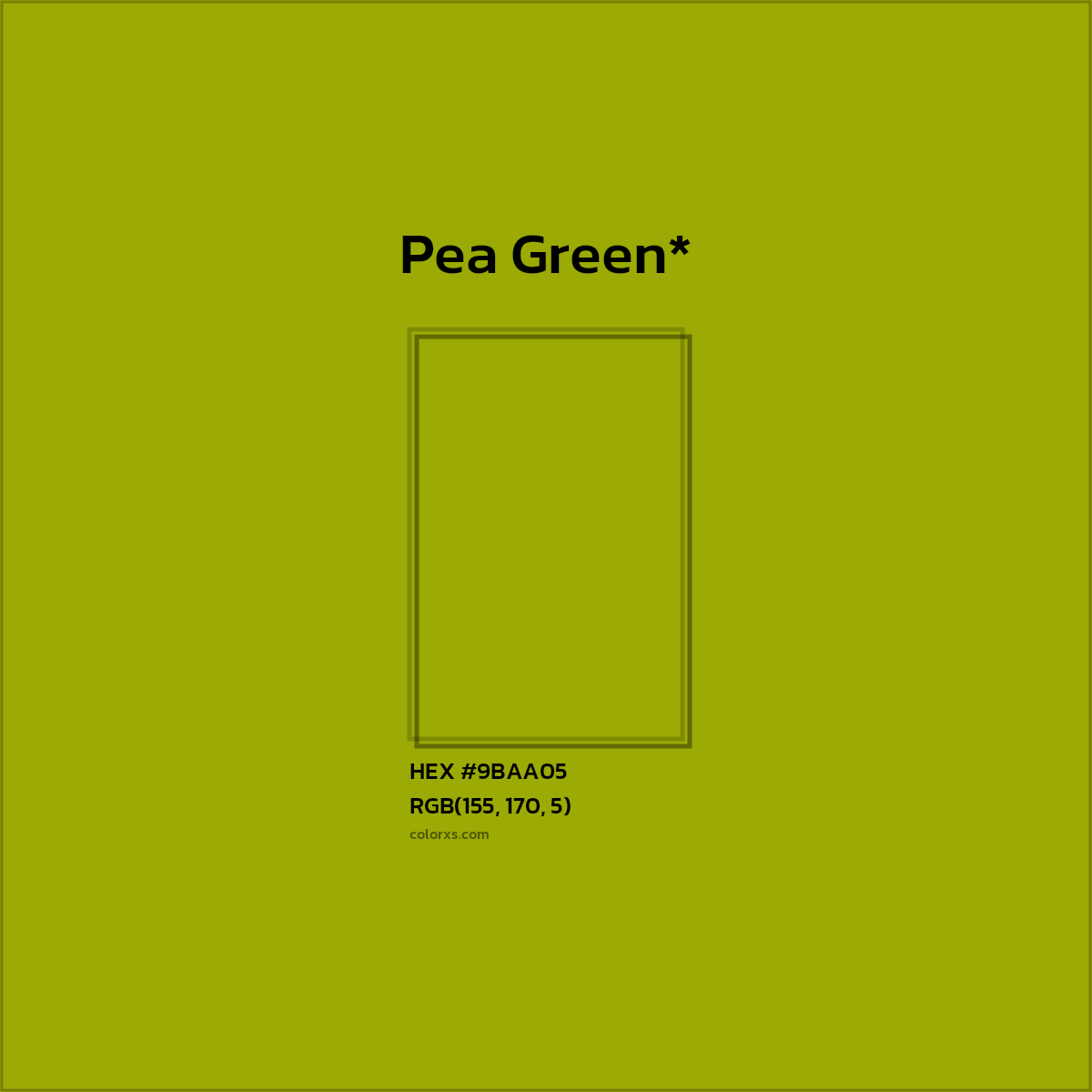 #9BAA05 hex color. RGB, RYB, CMYK, HSL, HSV codes and color conversions. Matching color names, palettes, paints.