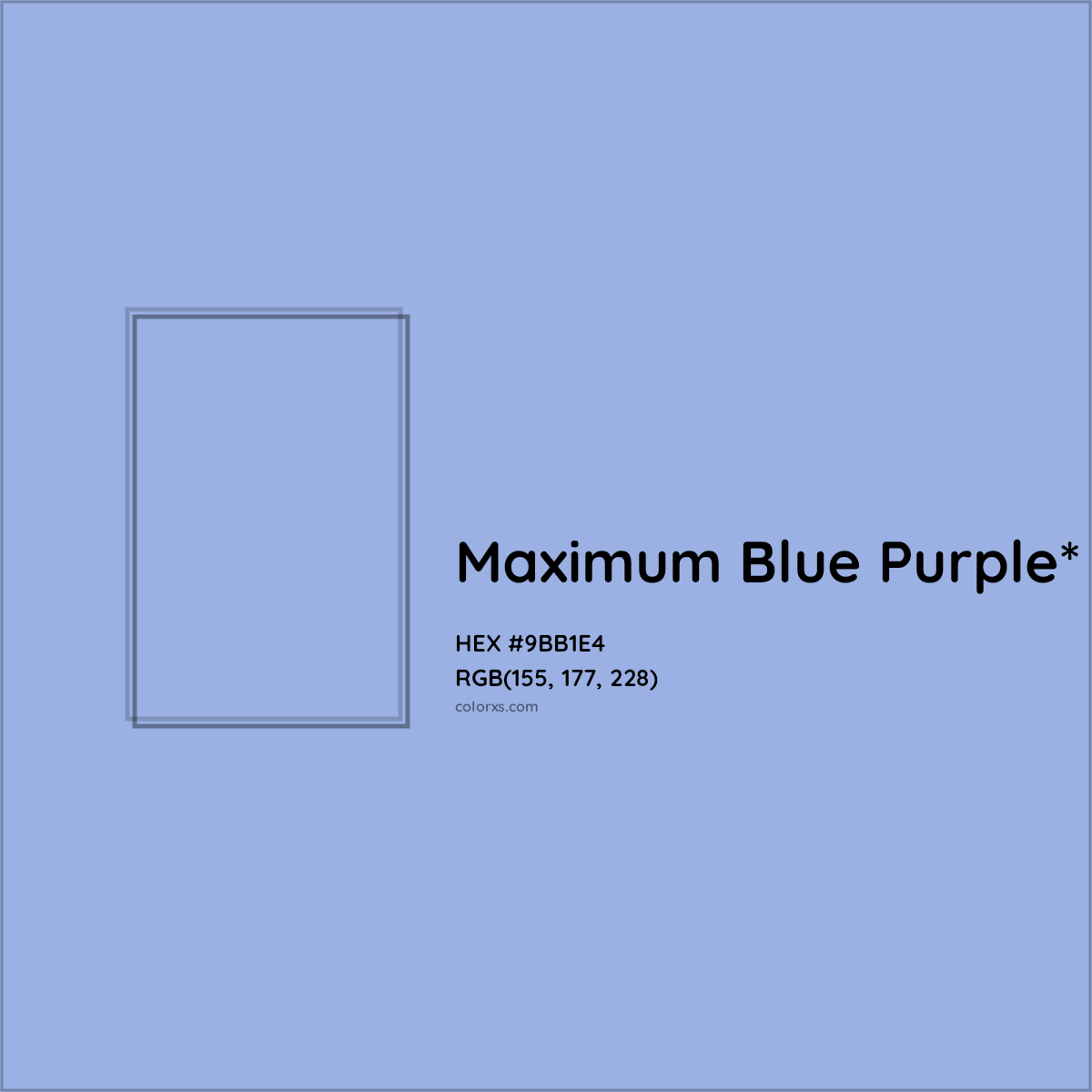#9BB1E4 hex color. RGB, RYB, CMYK, HSL, HSV codes and color conversions. Matching color names, palettes, paints.