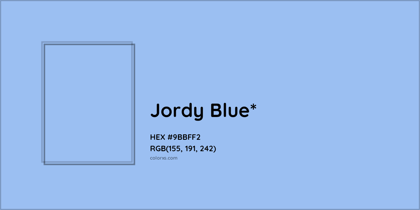 #9BBFF2 hex color. RGB, RYB, CMYK, HSL, HSV codes and color conversions. Matching color names, palettes, paints.