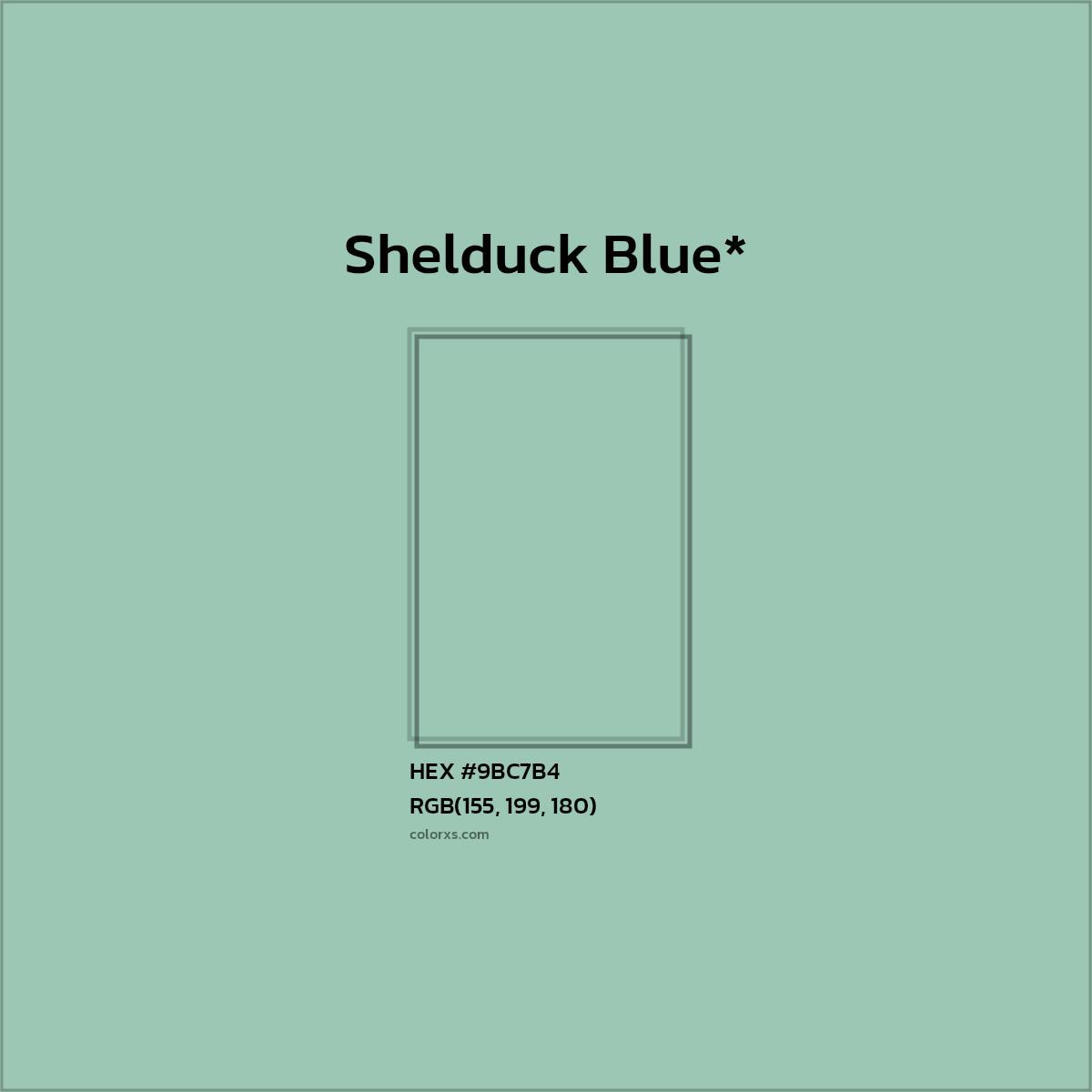 #9BC7B4 hex color. RGB, RYB, CMYK, HSL, HSV codes and color conversions. Matching color names, palettes, paints.