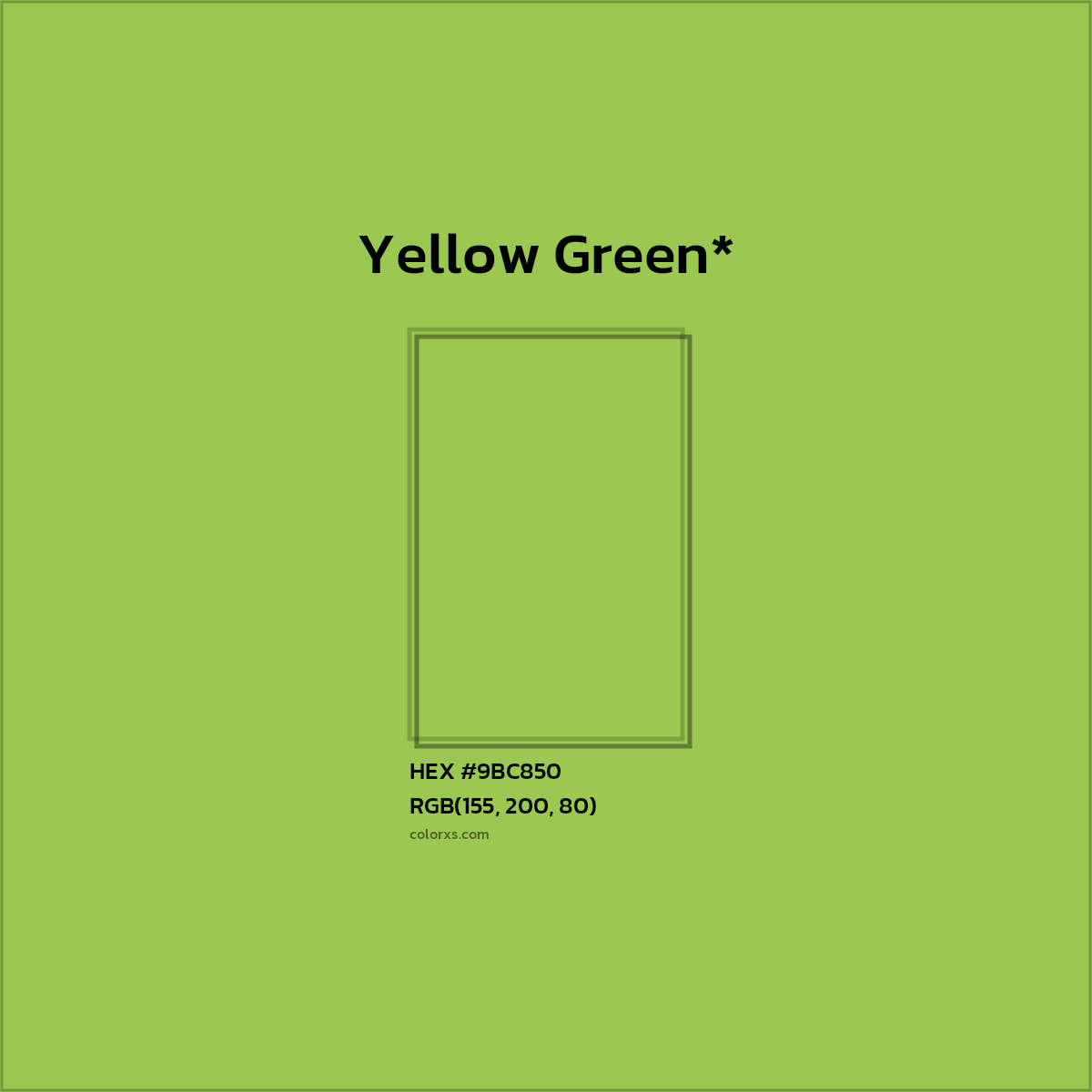 #9BC850 hex color. RGB, RYB, CMYK, HSL, HSV codes and color conversions. Matching color names, palettes, paints.