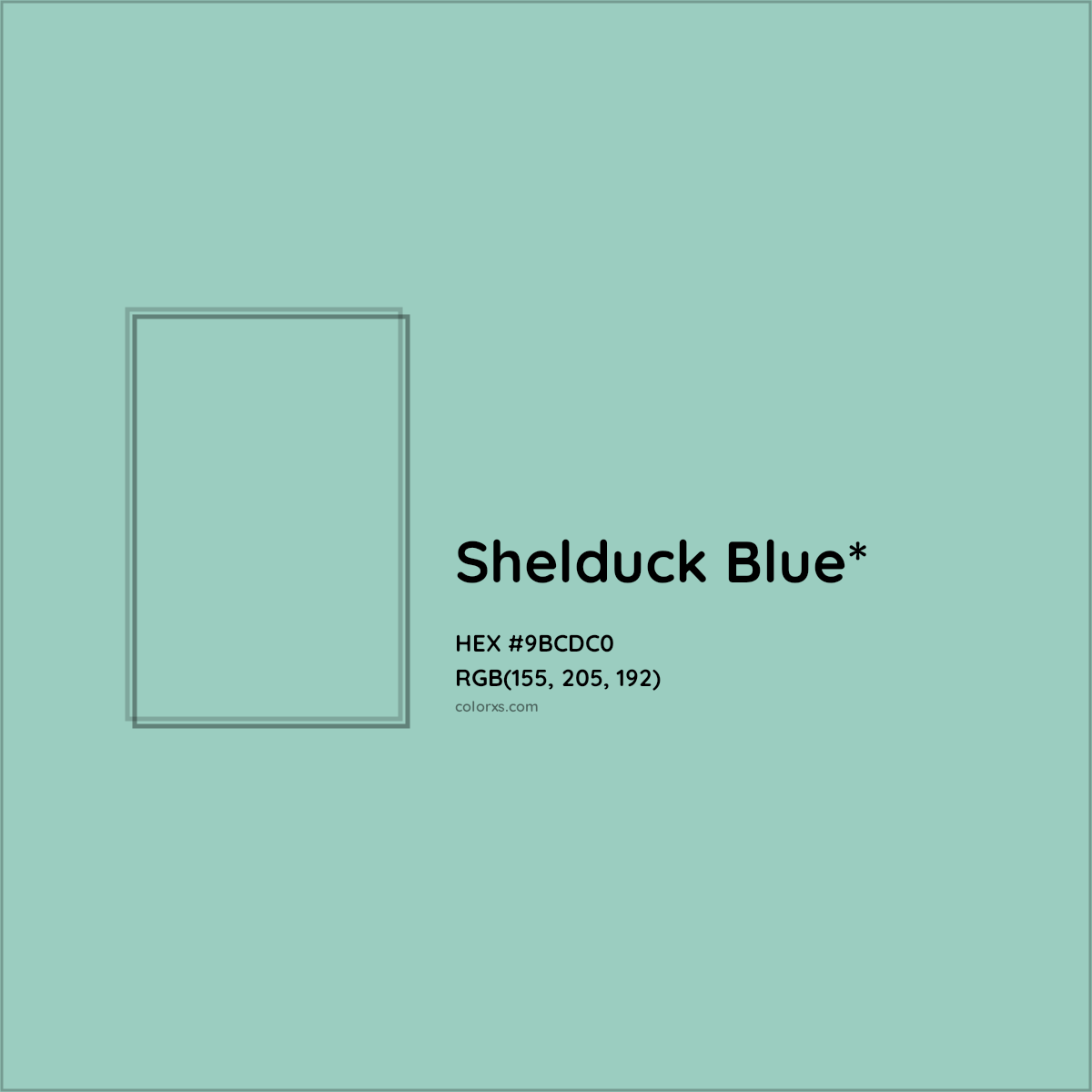 #9BCDC0 hex color. RGB, RYB, CMYK, HSL, HSV codes and color conversions. Matching color names, palettes, paints.