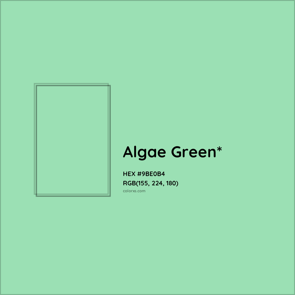 #9BE0B4 hex color. RGB, RYB, CMYK, HSL, HSV codes and color conversions. Matching color names, palettes, paints.