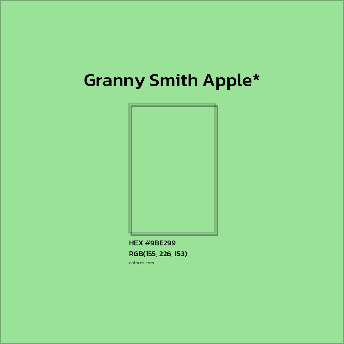#9BE299 hex color. RGB, RYB, CMYK, HSL, HSV codes and color conversions. Matching color names, palettes, paints.