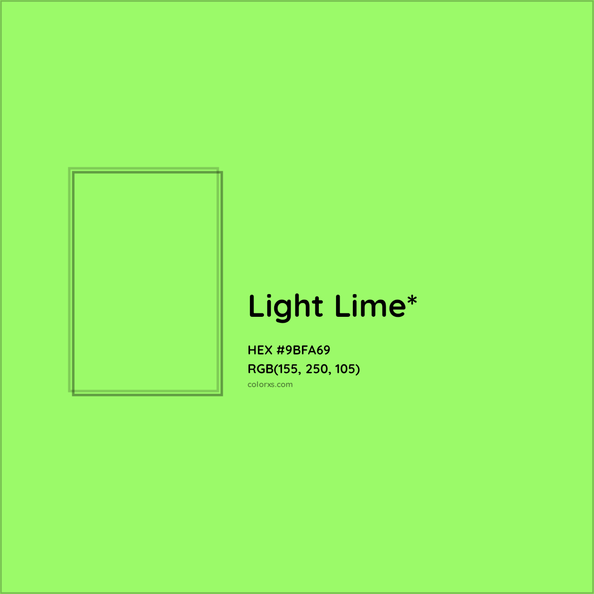 #9BFA69 hex color. RGB, RYB, CMYK, HSL, HSV codes and color conversions. Matching color names, palettes, paints.