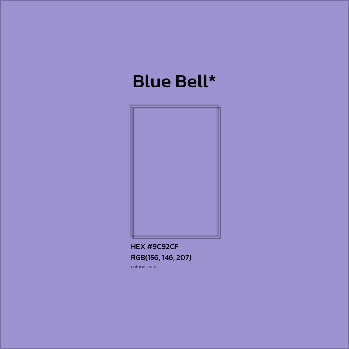 #9C92CF hex color. RGB, RYB, CMYK, HSL, HSV codes and color conversions. Matching color names, palettes, paints.