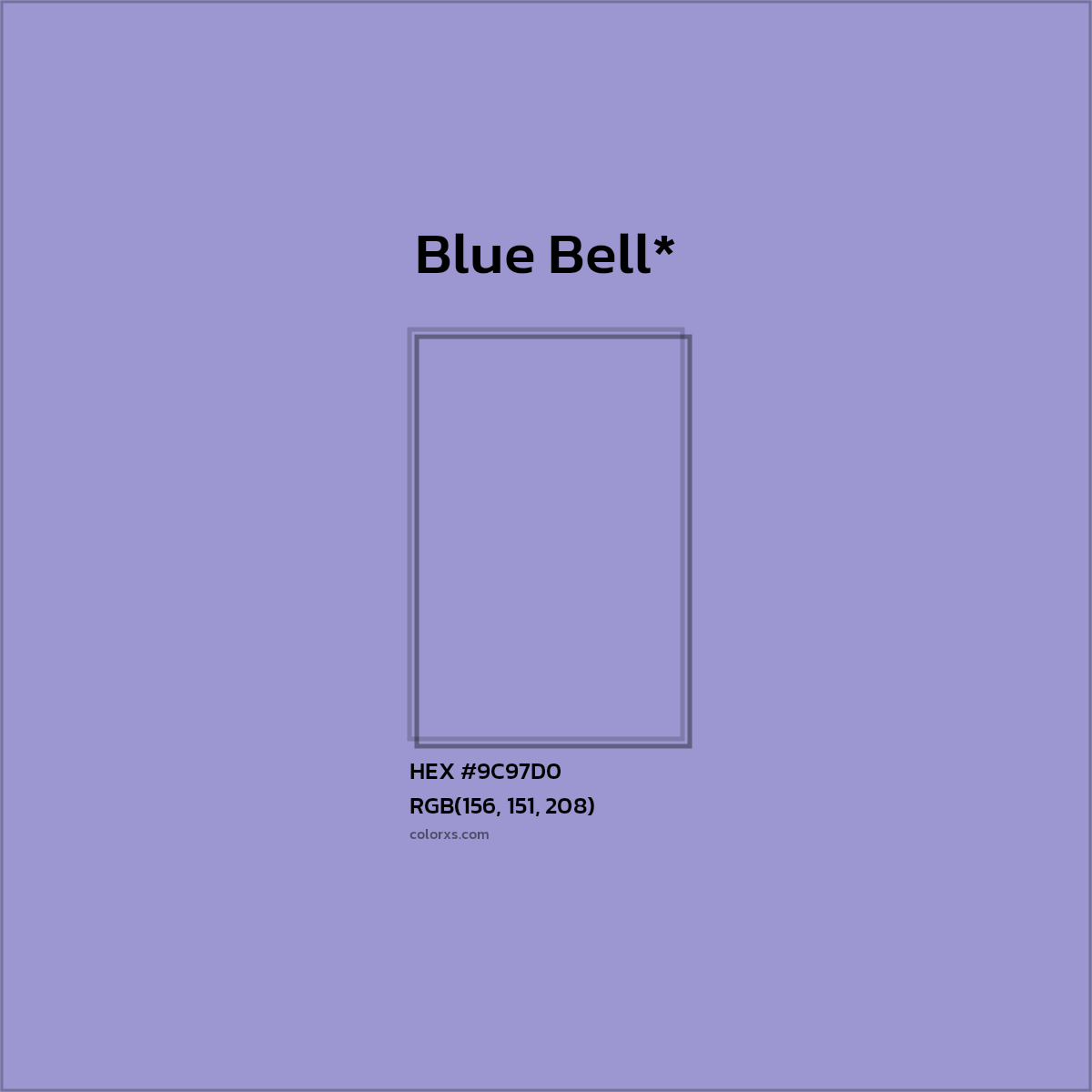 #9C97D0 hex color. RGB, RYB, CMYK, HSL, HSV codes and color conversions. Matching color names, palettes, paints.