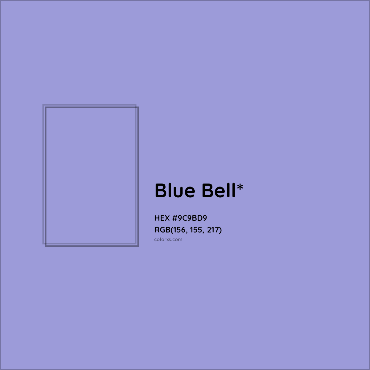 #9C9BD9 hex color. RGB, RYB, CMYK, HSL, HSV codes and color conversions. Matching color names, palettes, paints.