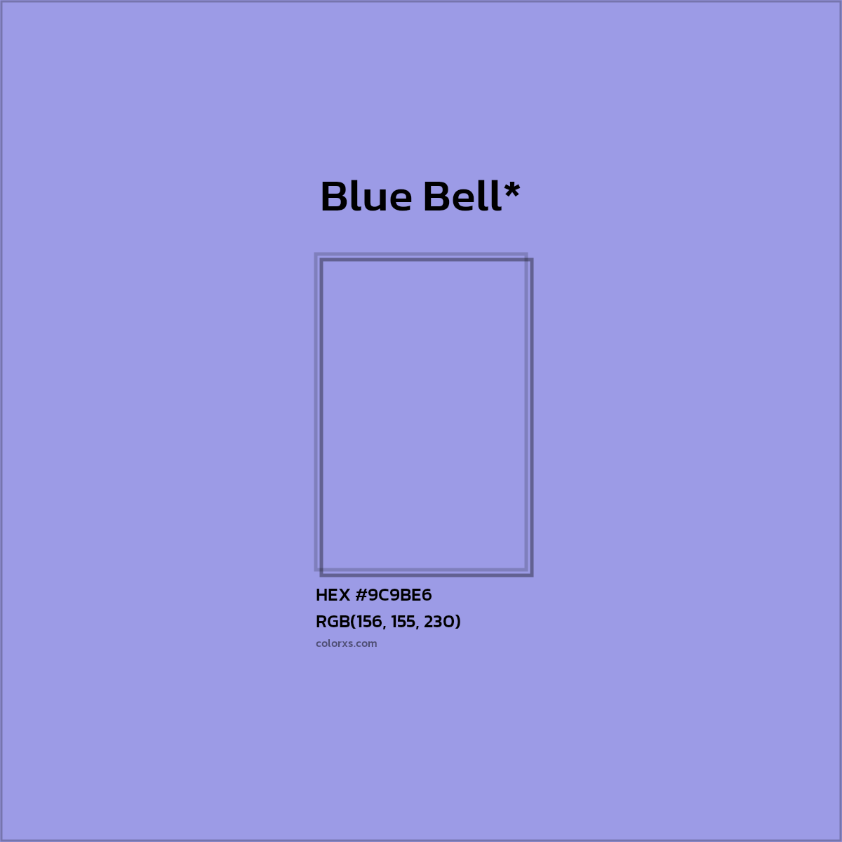 #9C9BE6 hex color. RGB, RYB, CMYK, HSL, HSV codes and color conversions. Matching color names, palettes, paints.