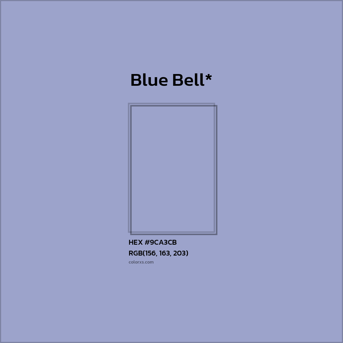 #9CA3CB hex color. RGB, RYB, CMYK, HSL, HSV codes and color conversions. Matching color names, palettes, paints.