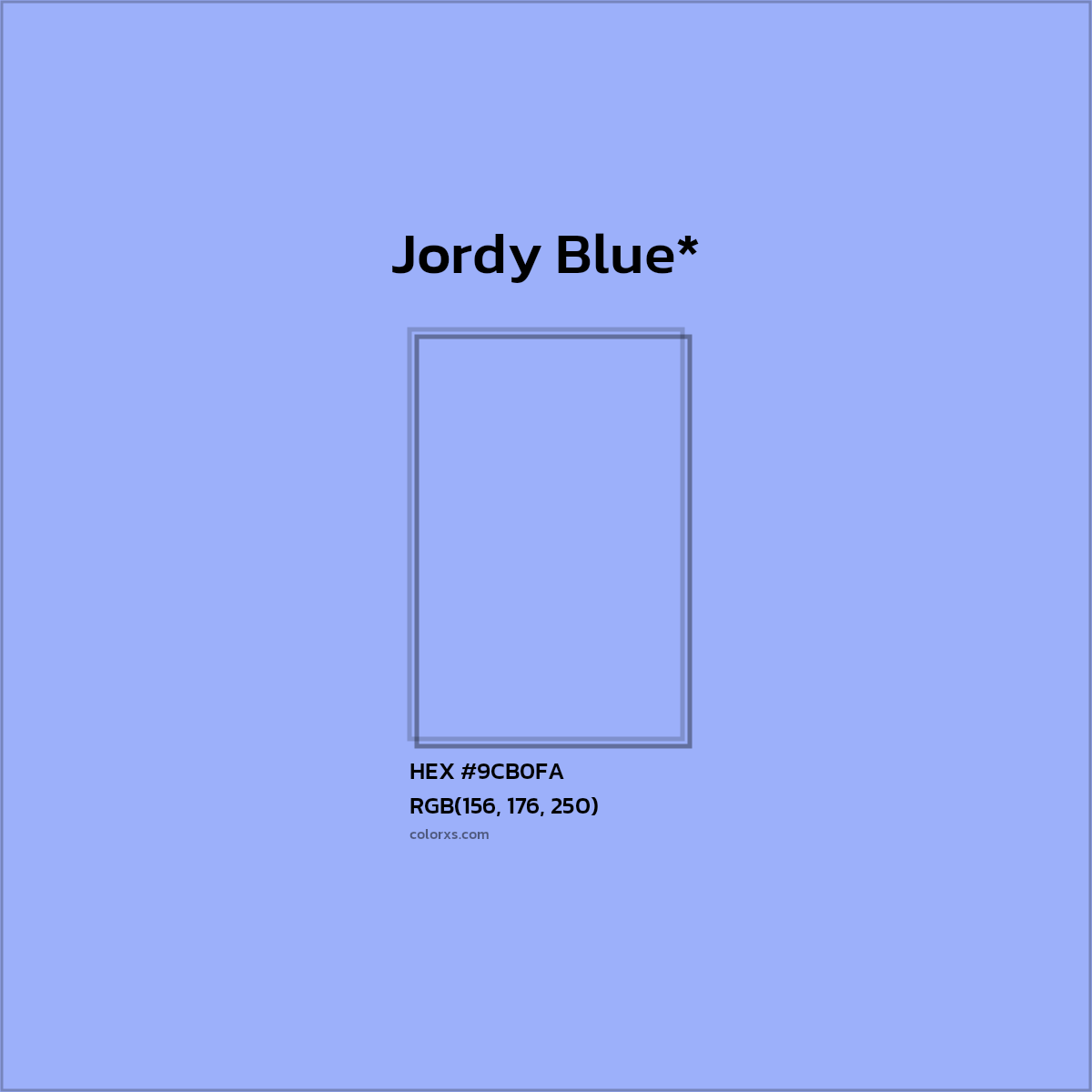 #9CB0FA hex color. RGB, RYB, CMYK, HSL, HSV codes and color conversions. Matching color names, palettes, paints.
