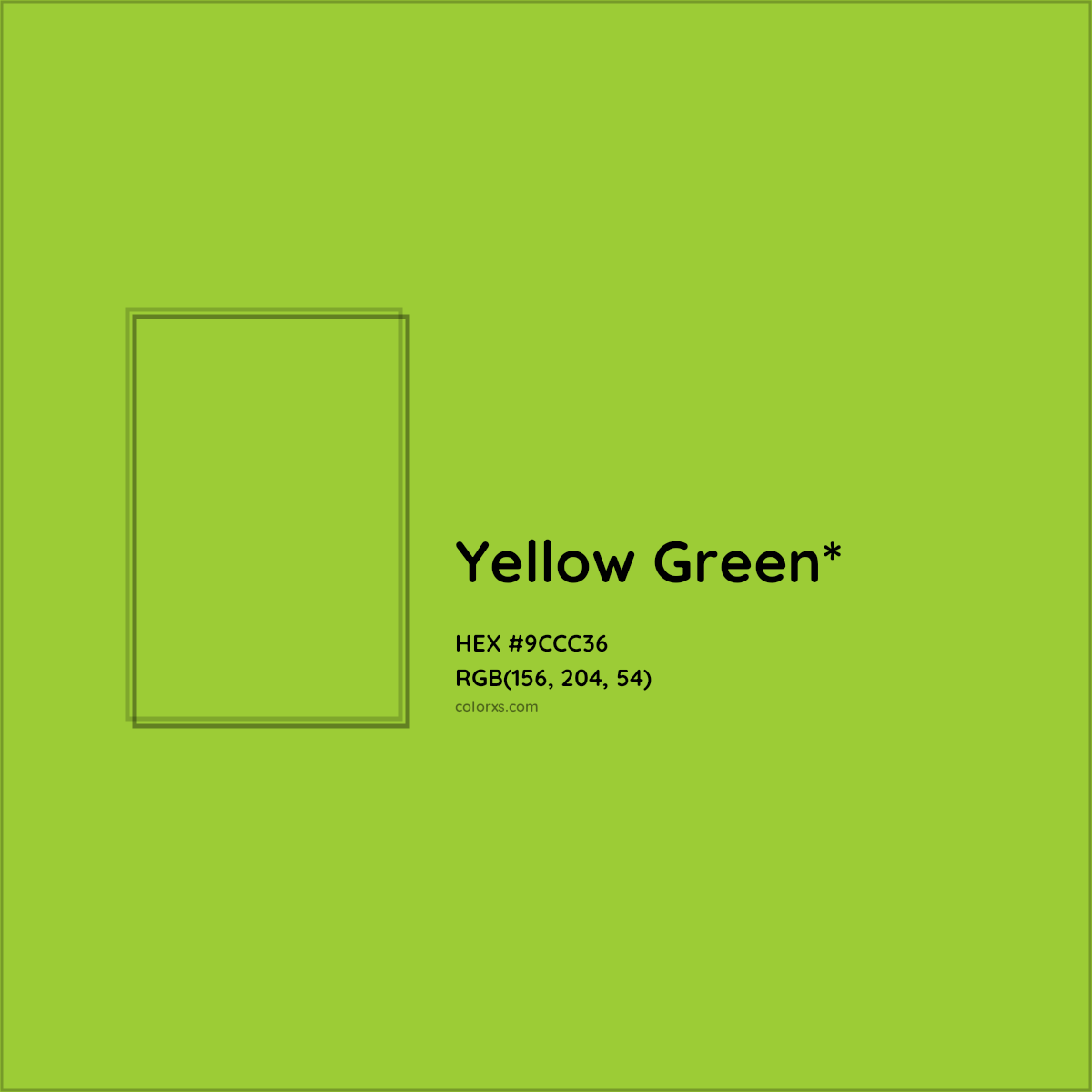 #9CCC36 hex color. RGB, RYB, CMYK, HSL, HSV codes and color conversions. Matching color names, palettes, paints.