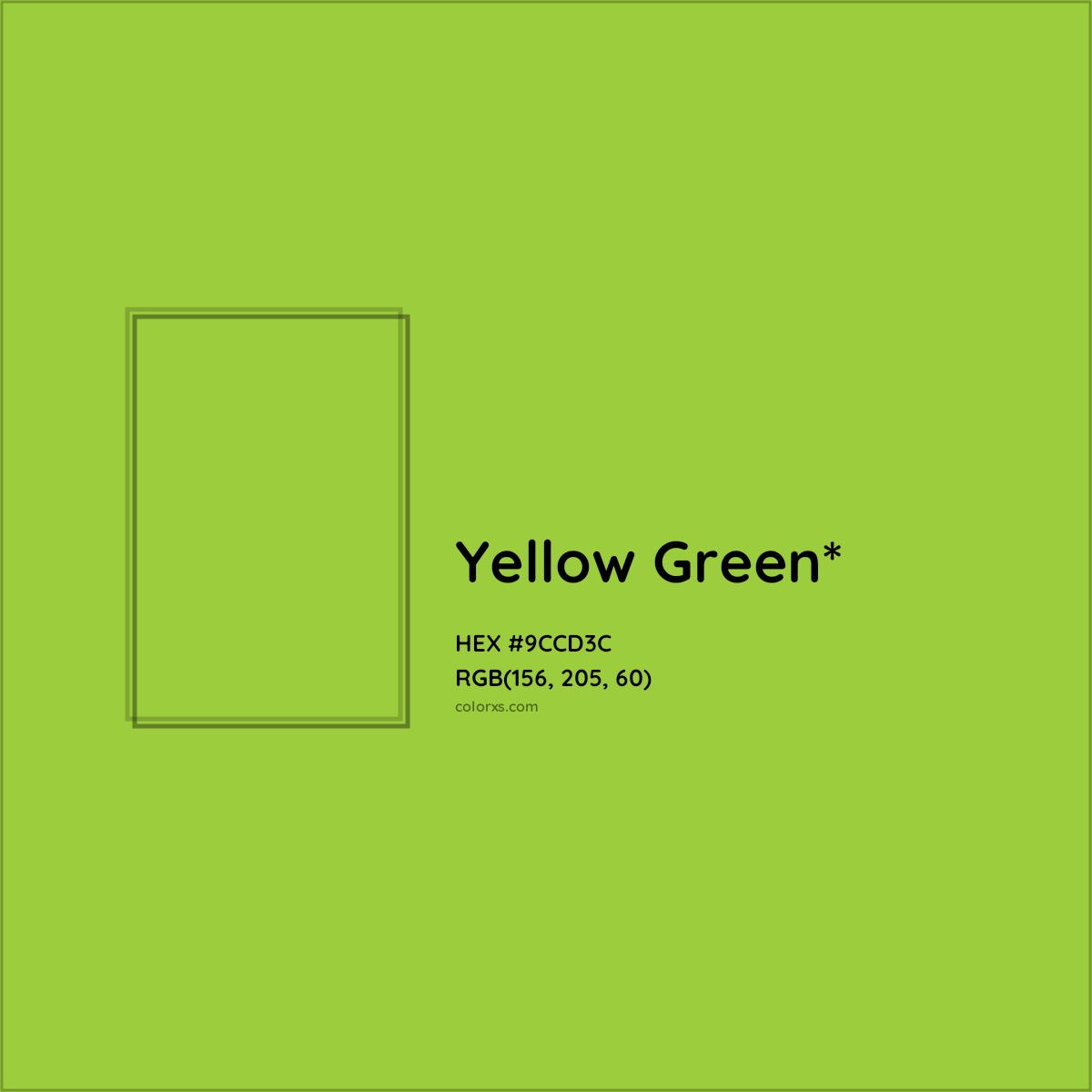 #9CCD3C hex color. RGB, RYB, CMYK, HSL, HSV codes and color conversions. Matching color names, palettes, paints.