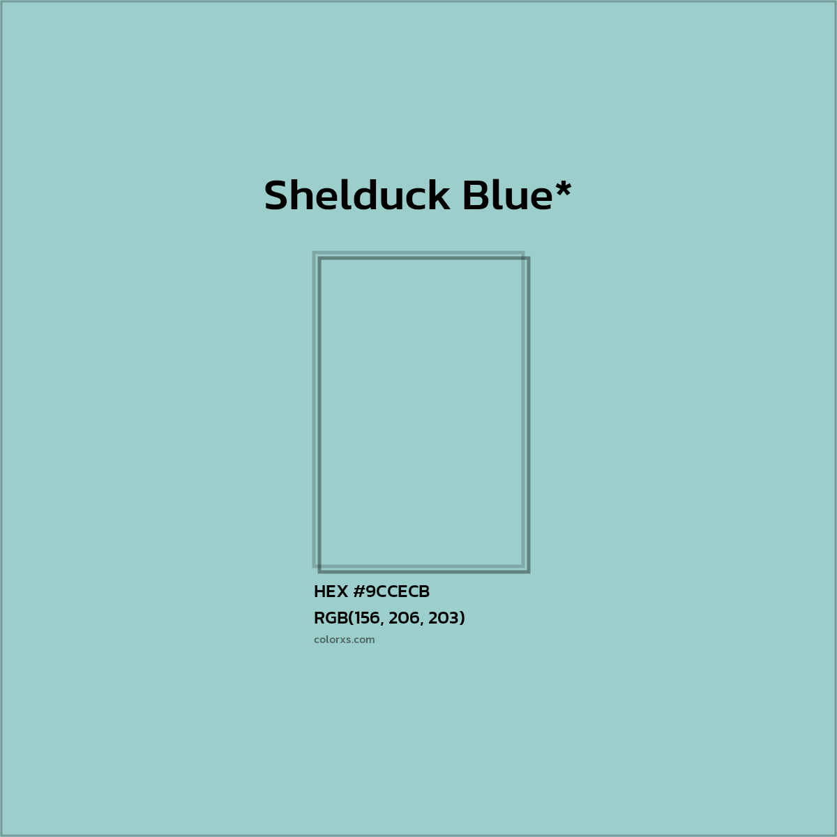 #9CCECB hex color. RGB, RYB, CMYK, HSL, HSV codes and color conversions. Matching color names, palettes, paints.