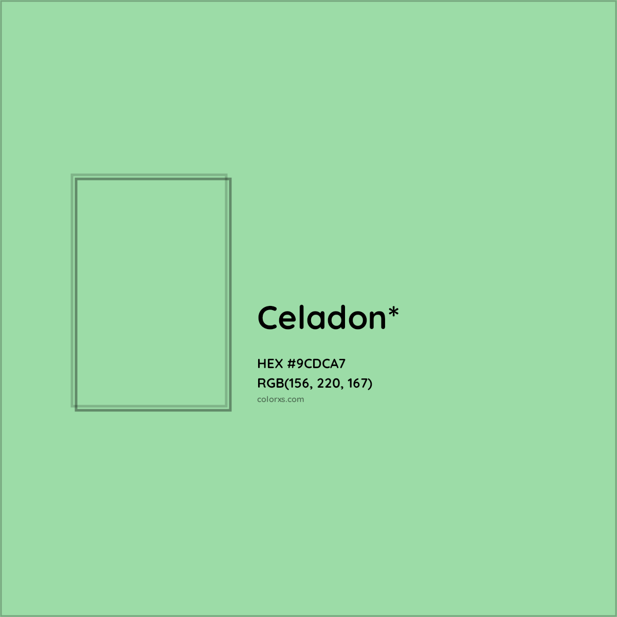 #9CDCA7 hex color. RGB, RYB, CMYK, HSL, HSV codes and color conversions. Matching color names, palettes, paints.