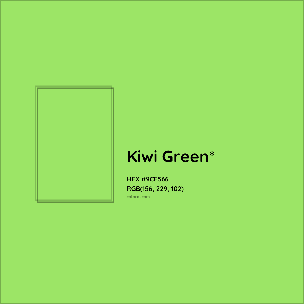 #9CE566 hex color. RGB, RYB, CMYK, HSL, HSV codes and color conversions. Matching color names, palettes, paints.