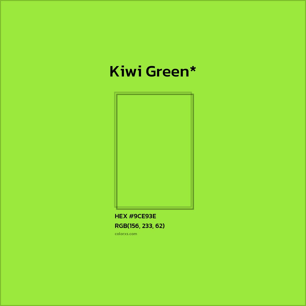 #9CE93E hex color. RGB, RYB, CMYK, HSL, HSV codes and color conversions. Matching color names, palettes, paints.