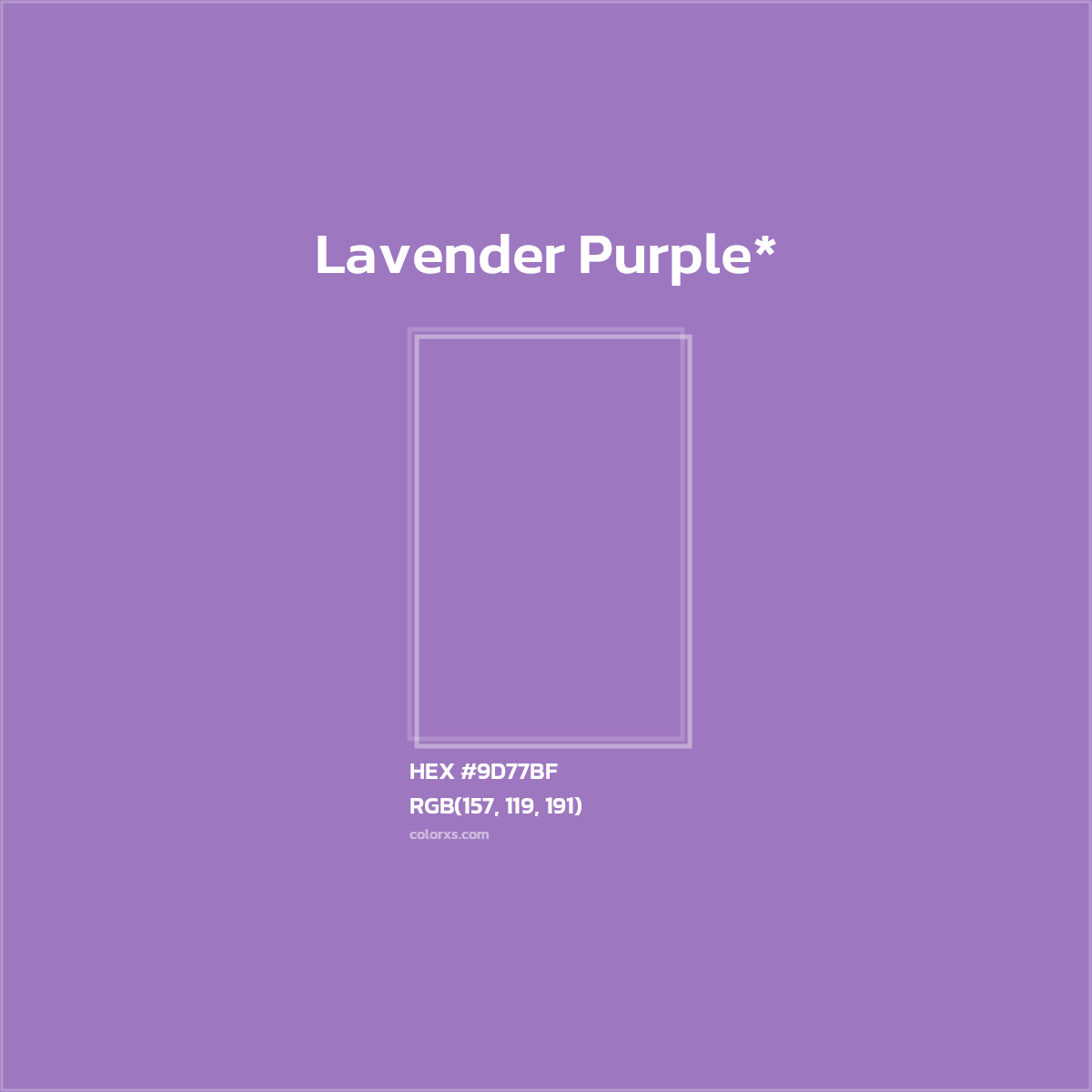 #9D77BF hex color. RGB, RYB, CMYK, HSL, HSV codes and color conversions. Matching color names, palettes, paints.