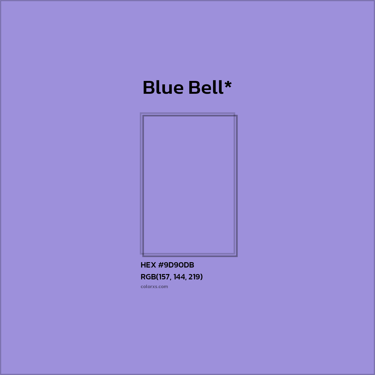 #9D90DB hex color. RGB, RYB, CMYK, HSL, HSV codes and color conversions. Matching color names, palettes, paints.