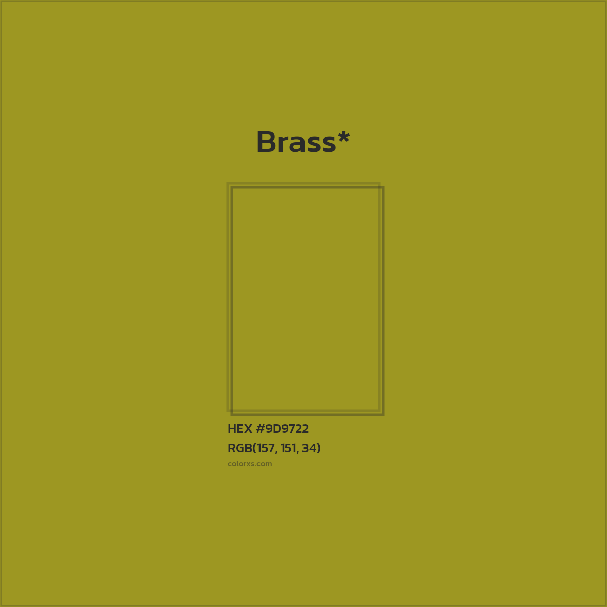 #9D9722 hex color. RGB, RYB, CMYK, HSL, HSV codes and color conversions. Matching color names, palettes, paints.