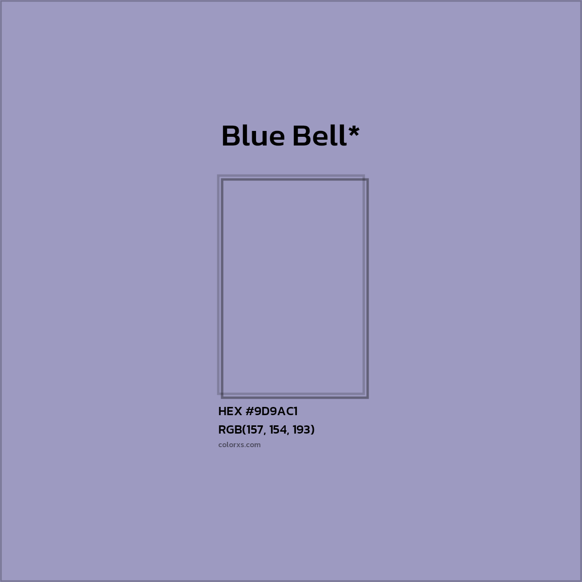 #9D9AC1 hex color. RGB, RYB, CMYK, HSL, HSV codes and color conversions. Matching color names, palettes, paints.