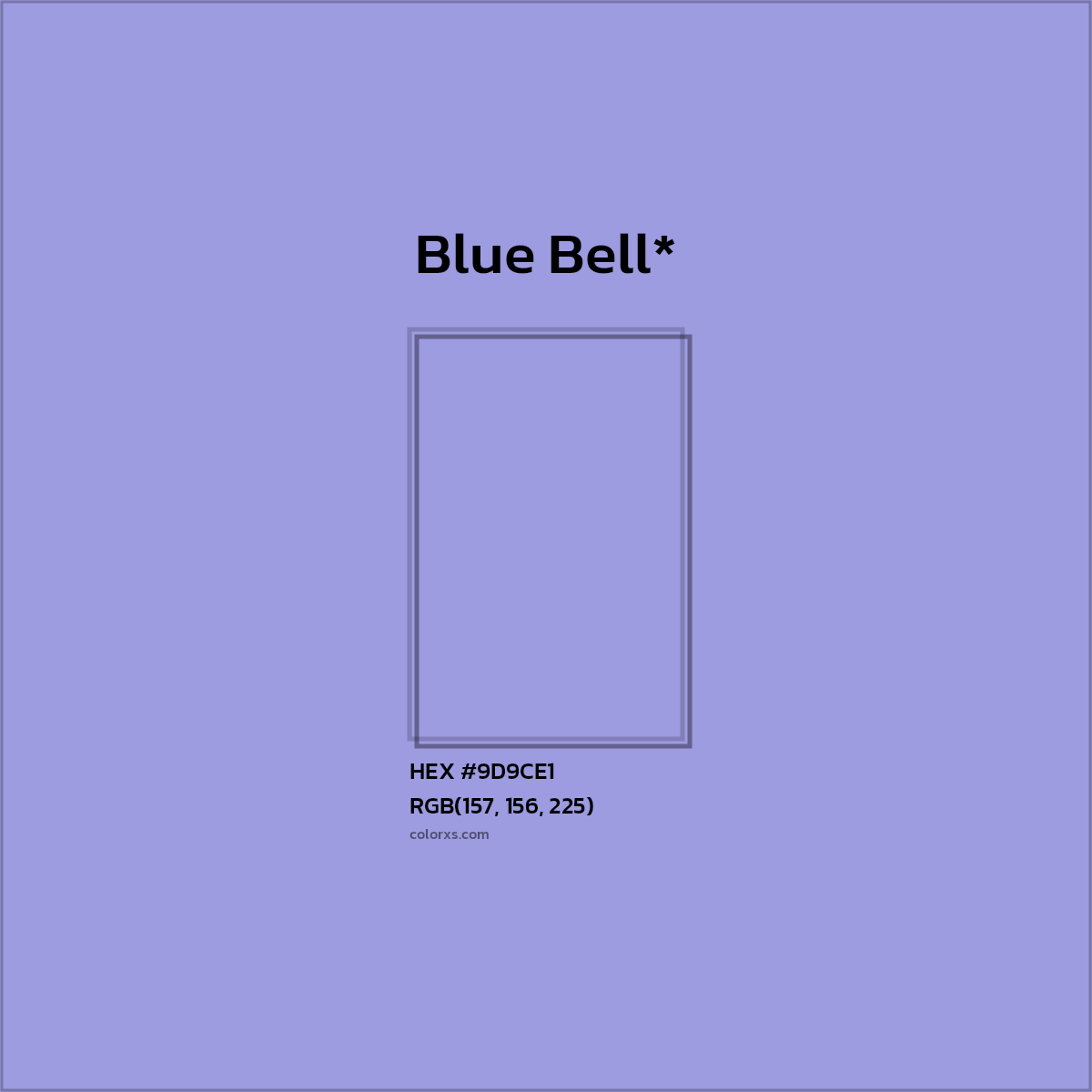 #9D9CE1 hex color. RGB, RYB, CMYK, HSL, HSV codes and color conversions. Matching color names, palettes, paints.