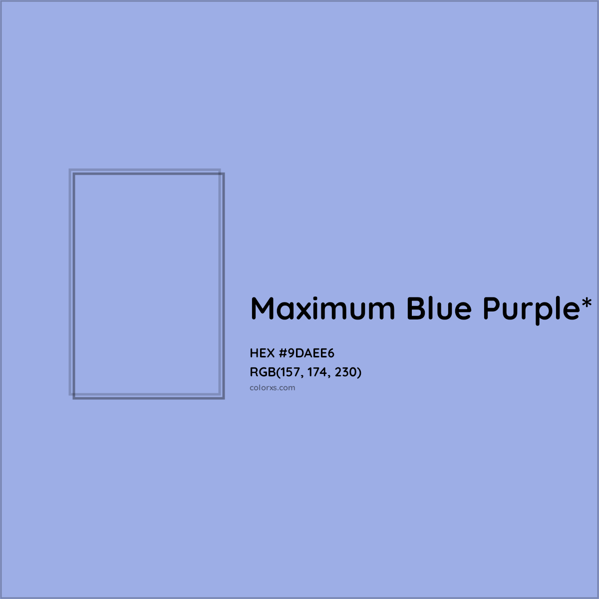 #9DAEE6 hex color. RGB, RYB, CMYK, HSL, HSV codes and color conversions. Matching color names, palettes, paints.