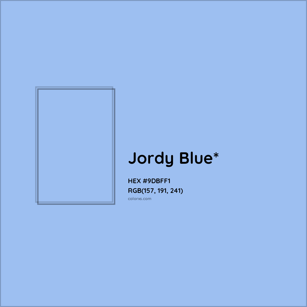 #9DBFF1 hex color. RGB, RYB, CMYK, HSL, HSV codes and color conversions. Matching color names, palettes, paints.