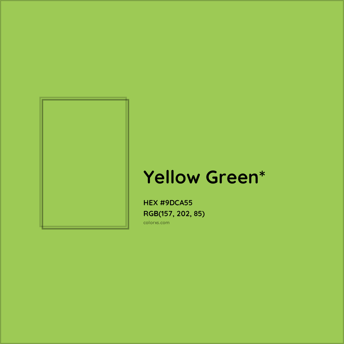 #9DCA55 hex color. RGB, RYB, CMYK, HSL, HSV codes and color conversions. Matching color names, palettes, paints.