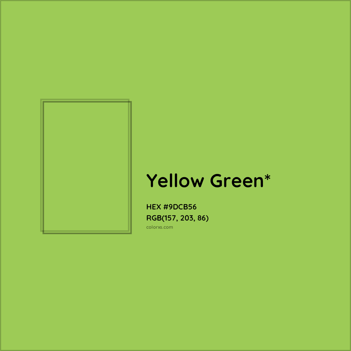 #9DCB56 hex color. RGB, RYB, CMYK, HSL, HSV codes and color conversions. Matching color names, palettes, paints.