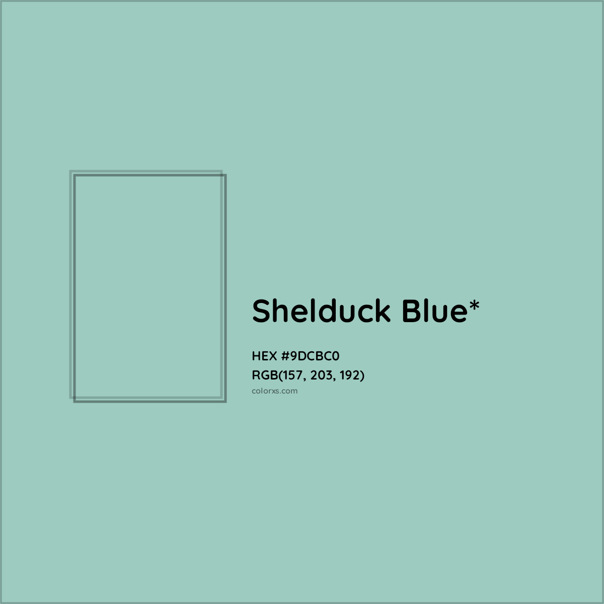 #9DCBC0 hex color. RGB, RYB, CMYK, HSL, HSV codes and color conversions. Matching color names, palettes, paints.