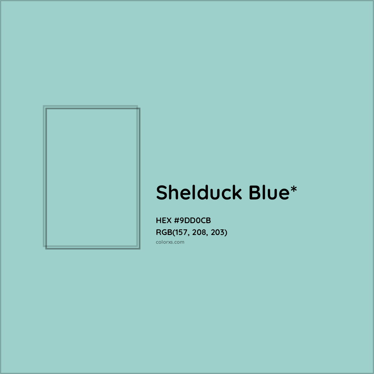 #9DD0CB hex color. RGB, RYB, CMYK, HSL, HSV codes and color conversions. Matching color names, palettes, paints.