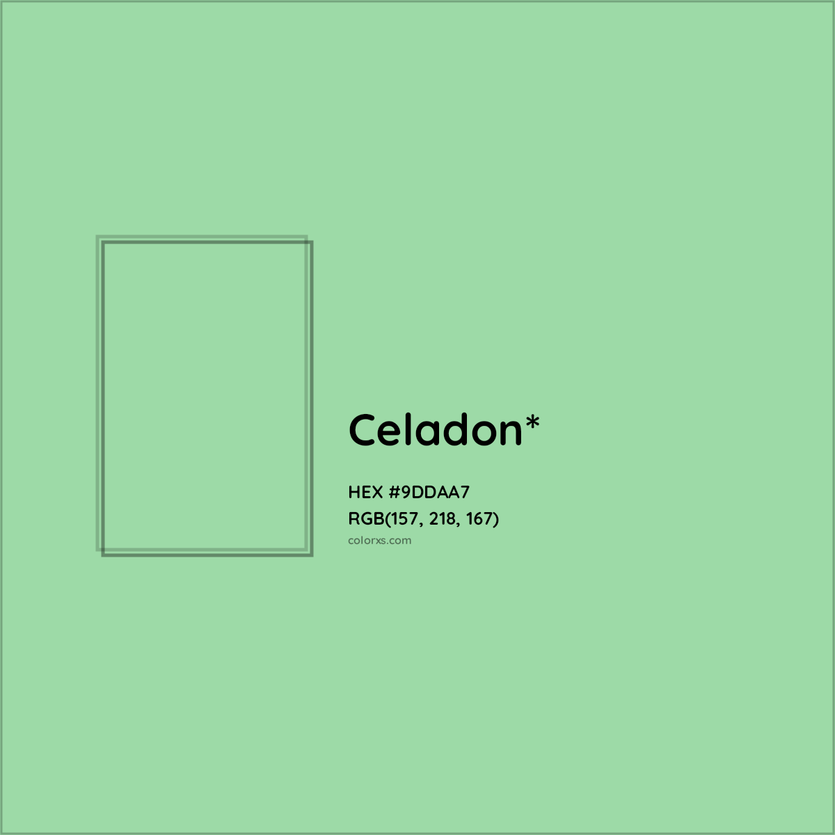 #9DDAA7 hex color. RGB, RYB, CMYK, HSL, HSV codes and color conversions. Matching color names, palettes, paints.
