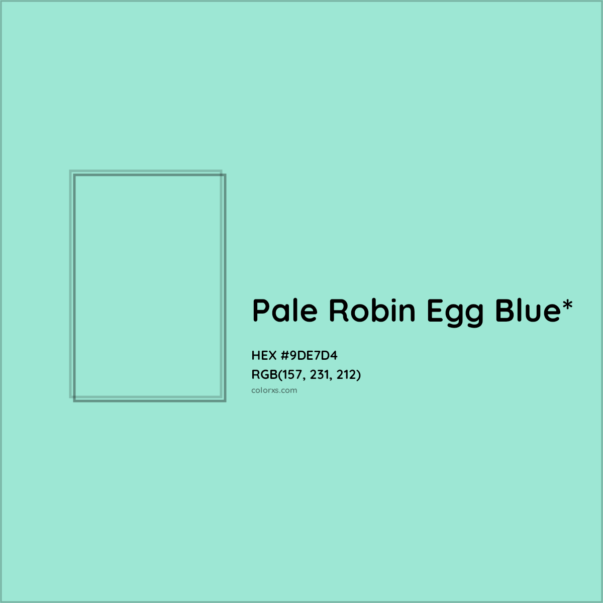 #9DE7D4 hex color. RGB, RYB, CMYK, HSL, HSV codes and color conversions. Matching color names, palettes, paints.