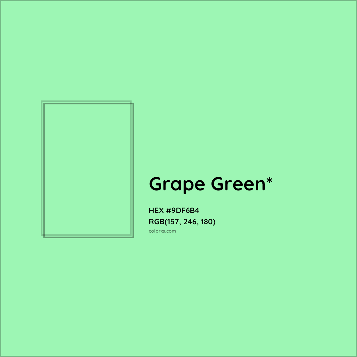 #9DF6B4 hex color. RGB, RYB, CMYK, HSL, HSV codes and color conversions. Matching color names, palettes, paints.