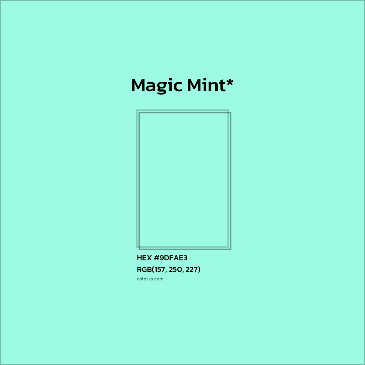 #9DFAE3 hex color. RGB, RYB, CMYK, HSL, HSV codes and color conversions. Matching color names, palettes, paints.