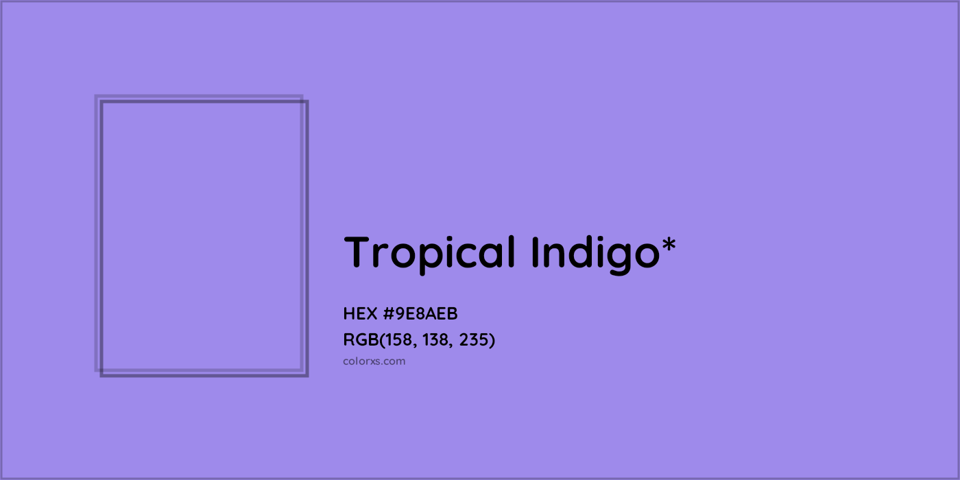 #9E8AEB hex color. RGB, RYB, CMYK, HSL, HSV codes and color conversions. Matching color names, palettes, paints.