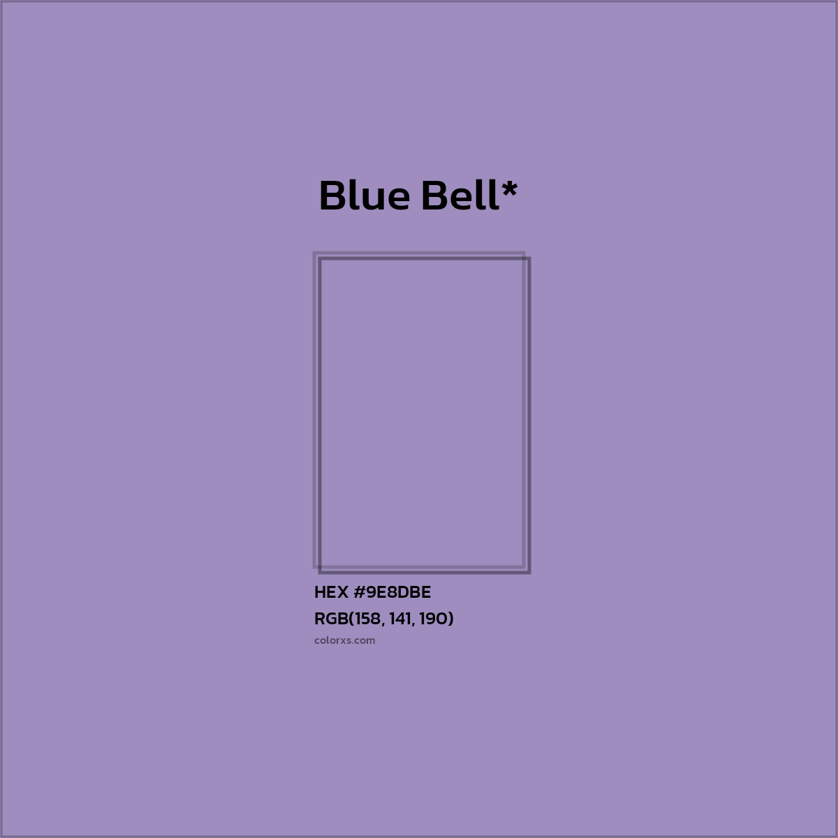 #9E8DBE hex color. RGB, RYB, CMYK, HSL, HSV codes and color conversions. Matching color names, palettes, paints.