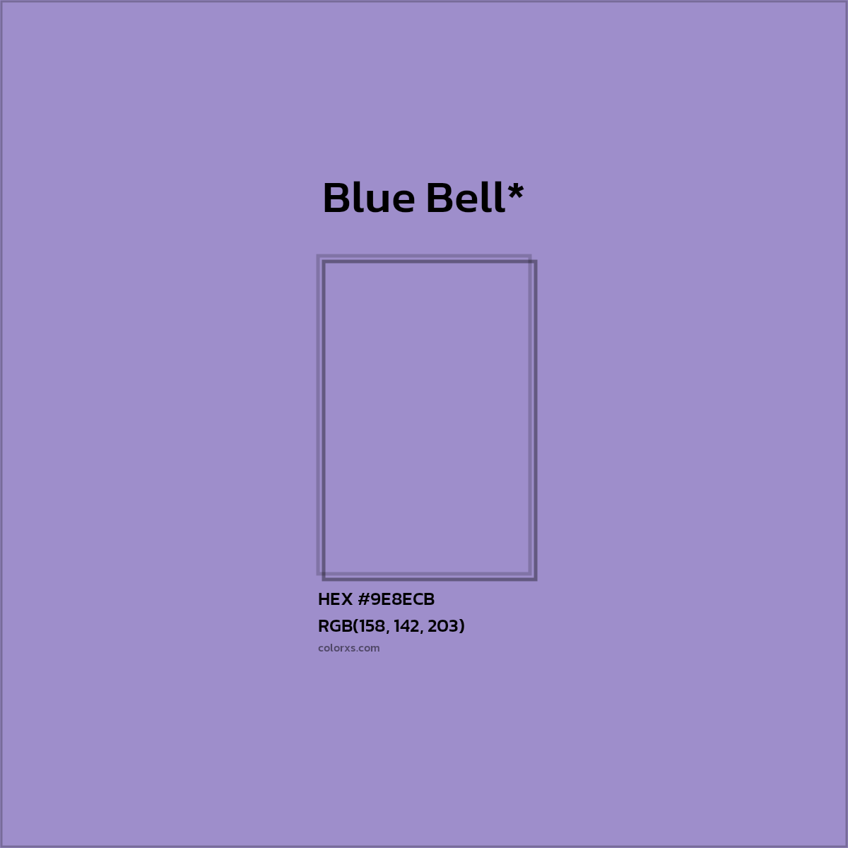 #9E8ECB hex color. RGB, RYB, CMYK, HSL, HSV codes and color conversions. Matching color names, palettes, paints.