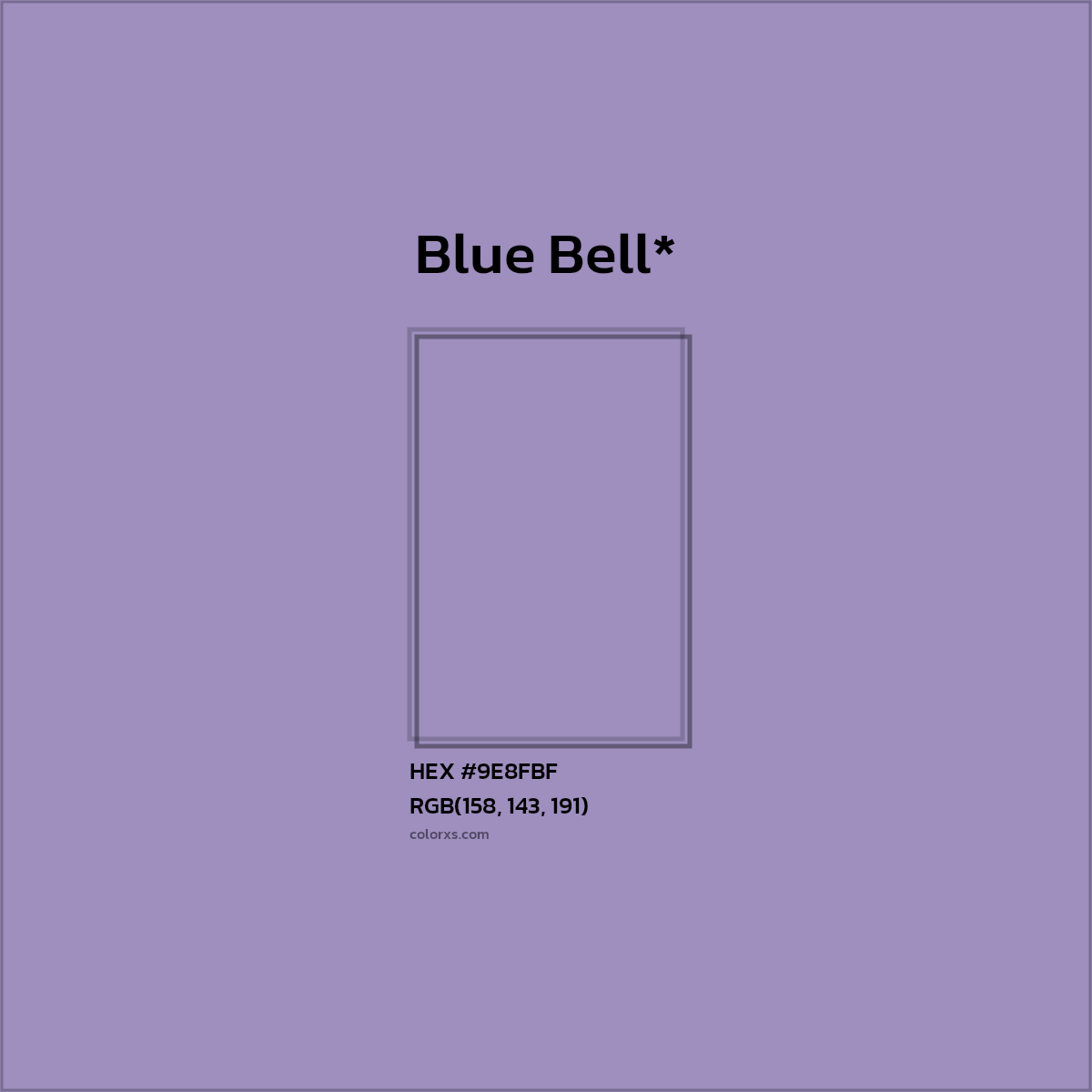 #9E8FBF hex color. RGB, RYB, CMYK, HSL, HSV codes and color conversions. Matching color names, palettes, paints.