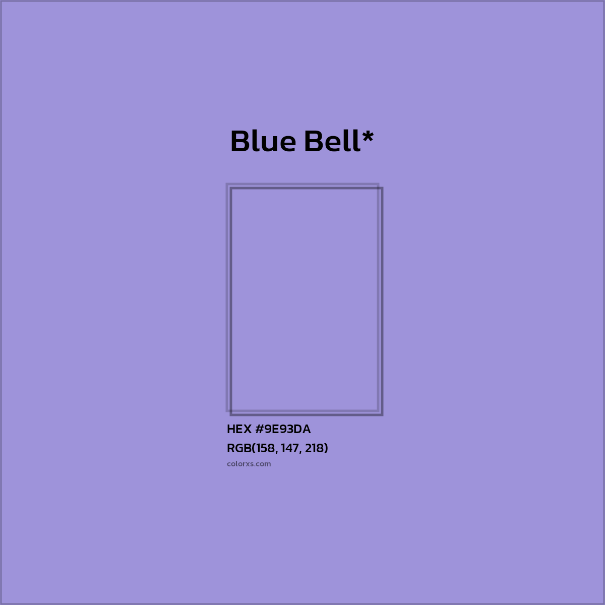 #9E93DA hex color. RGB, RYB, CMYK, HSL, HSV codes and color conversions. Matching color names, palettes, paints.