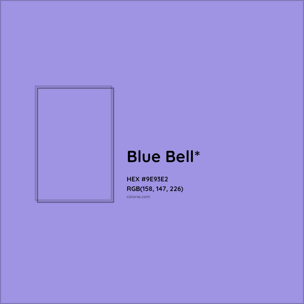 #9E93E2 hex color. RGB, RYB, CMYK, HSL, HSV codes and color conversions. Matching color names, palettes, paints.