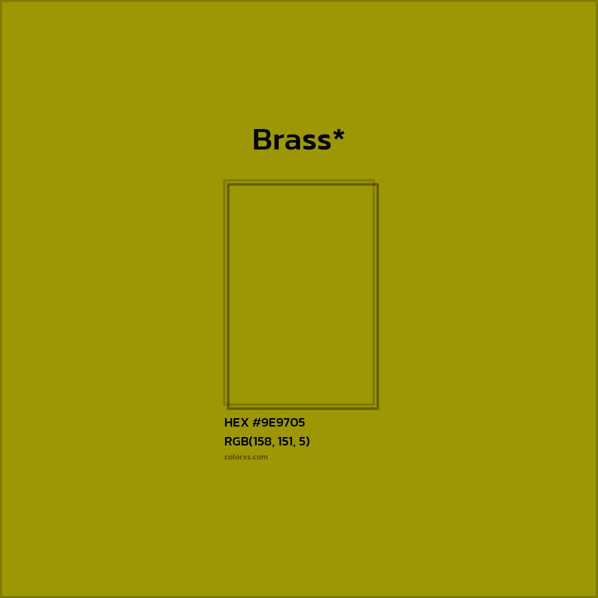 #9E9705 hex color. RGB, RYB, CMYK, HSL, HSV codes and color conversions. Matching color names, palettes, paints.