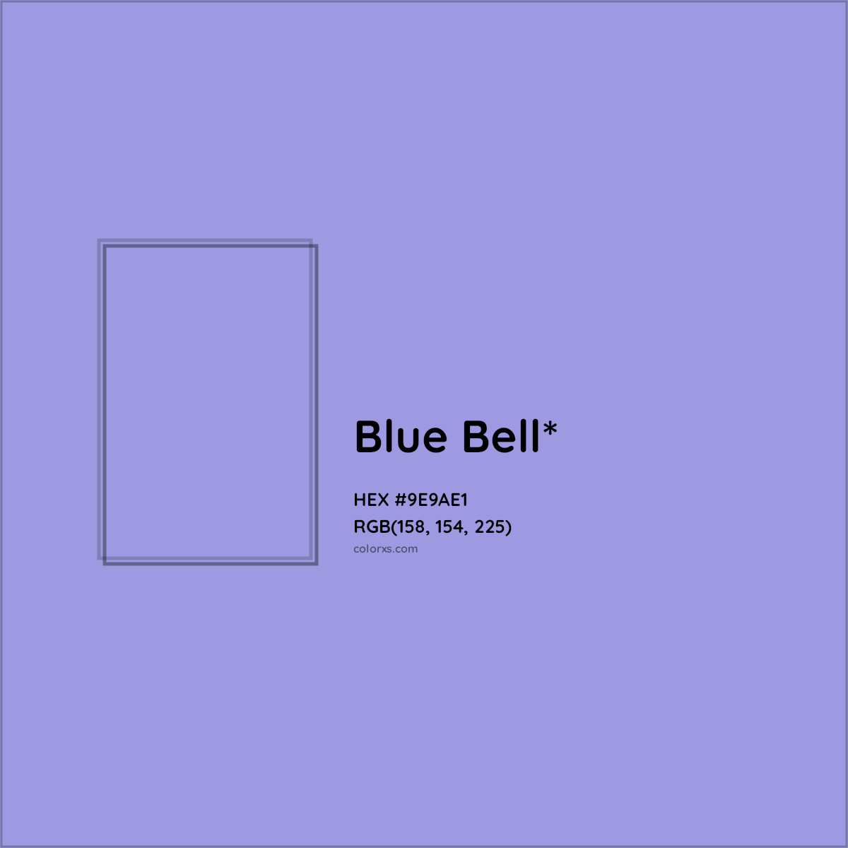 #9E9AE1 hex color. RGB, RYB, CMYK, HSL, HSV codes and color conversions. Matching color names, palettes, paints.