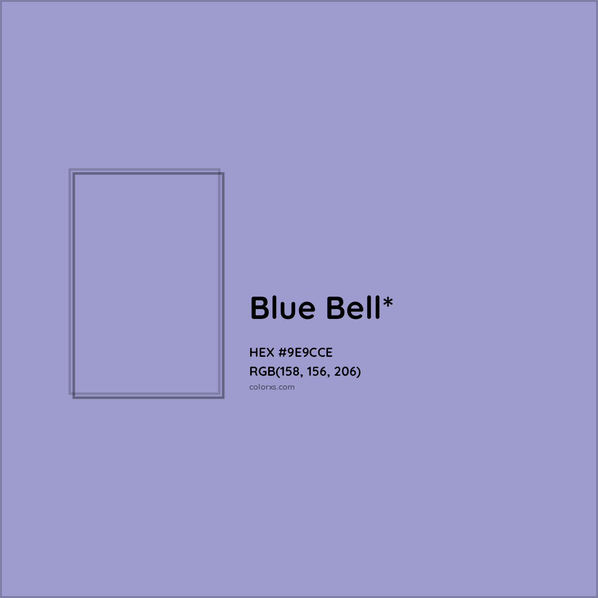 #9E9CCE hex color. RGB, RYB, CMYK, HSL, HSV codes and color conversions. Matching color names, palettes, paints.