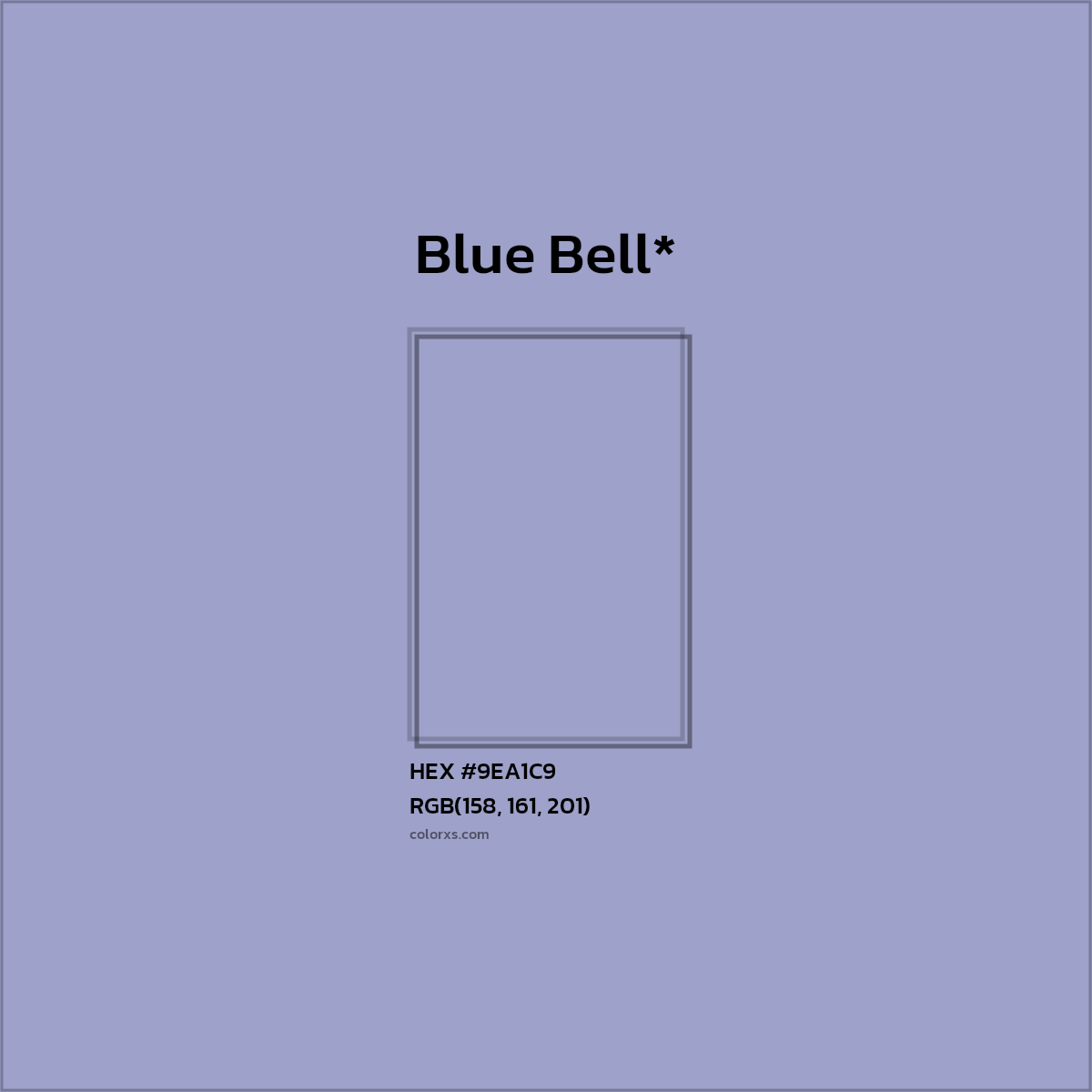 #9EA1C9 hex color. RGB, RYB, CMYK, HSL, HSV codes and color conversions. Matching color names, palettes, paints.
